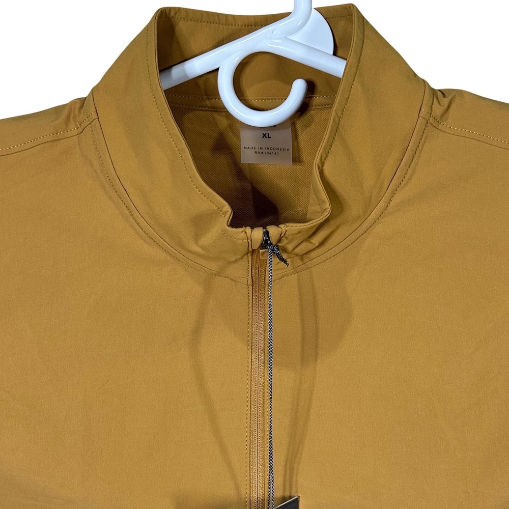 VRST Men Gold Woven 1/4 Zip‎ Short Sleeve Jacket XL Water Repellent Stretch New